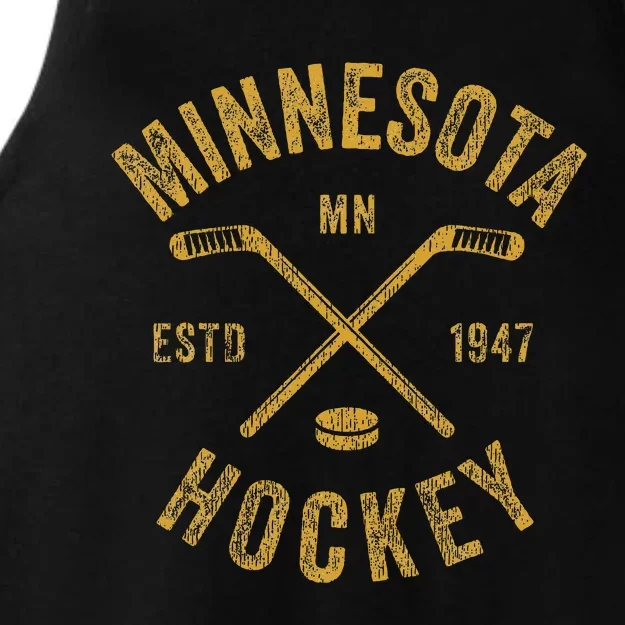 Minnesota Mn Ice Hockey Sticks Ladies Tri-Blend Wicking Tank