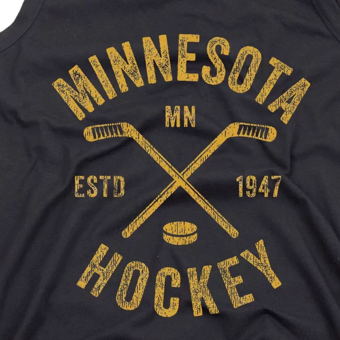 Minnesota Mn Ice Hockey Sticks Tank Top