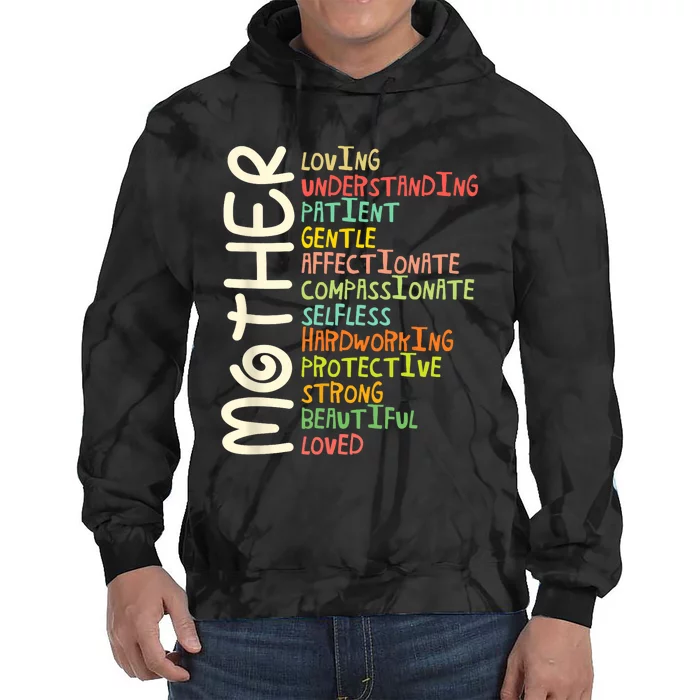 MOTHER Meaning I Love Mom Mothers Day Tie Dye Hoodie