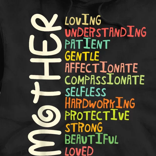 MOTHER Meaning I Love Mom Mothers Day Tie Dye Hoodie