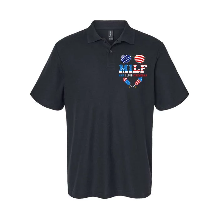 MILF Man I Love Fireworks Flag USA 4th Of July Sunglasses Softstyle Adult Sport Polo