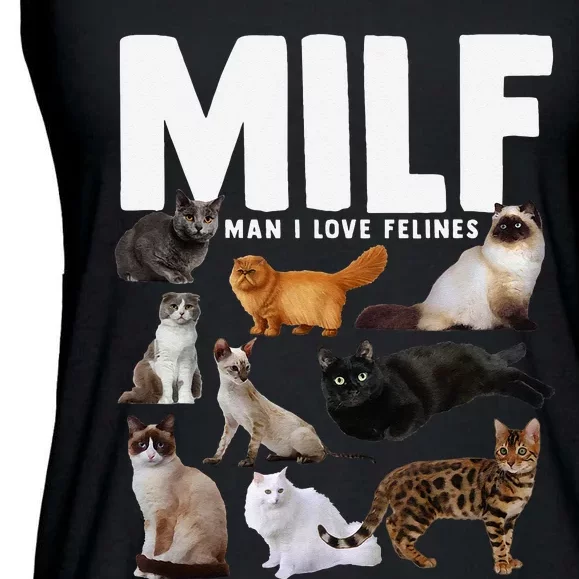 MILF Man I Love Felines Funny Cats Ladies Essential Flowy Tank