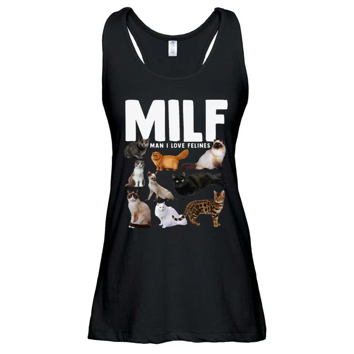 MILF Man I Love Felines Funny Cats Ladies Essential Flowy Tank