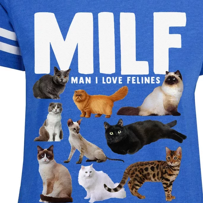 MILF Man I Love Felines Funny Cats Enza Ladies Jersey Football T-Shirt