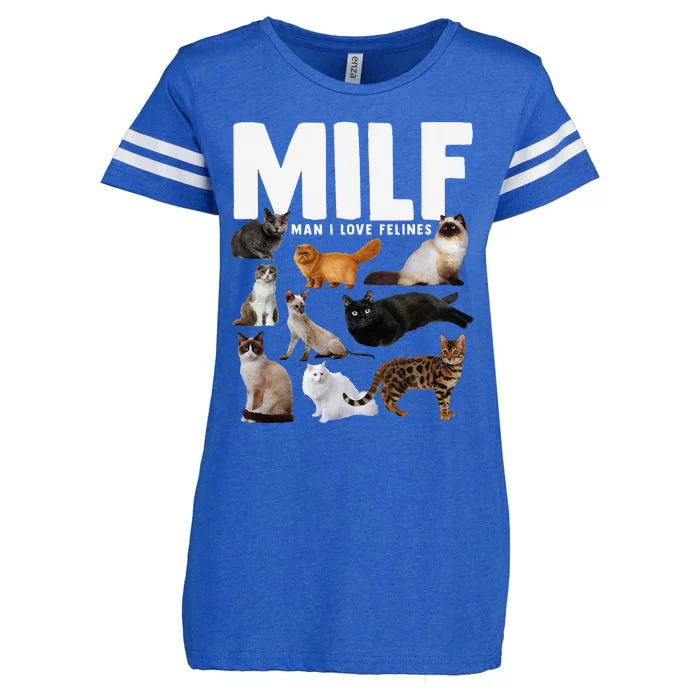 MILF Man I Love Felines Funny Cats Enza Ladies Jersey Football T-Shirt