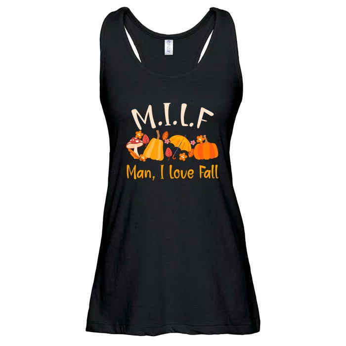 MILF Man I Love Fall Funny Pumpkin Autumn Lover Ladies Essential Flowy Tank