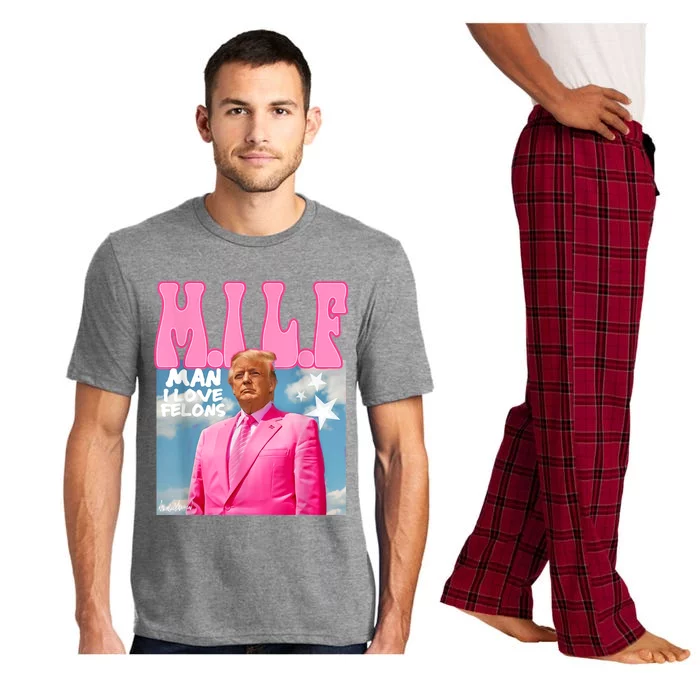 Milf Man I Love Felons Funny Trump Pink 2024 For President Pajama Set