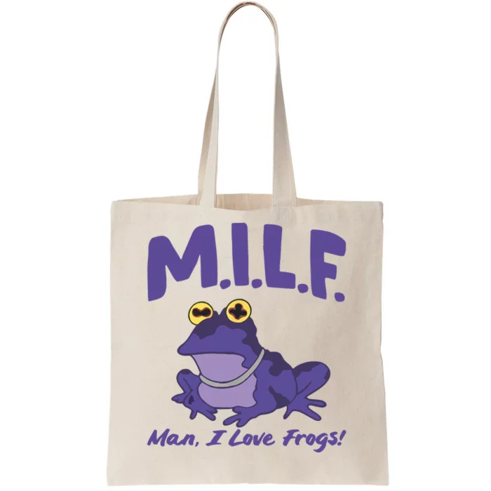 M.I.L.F Man I Love Frogs Purple Tote Bag