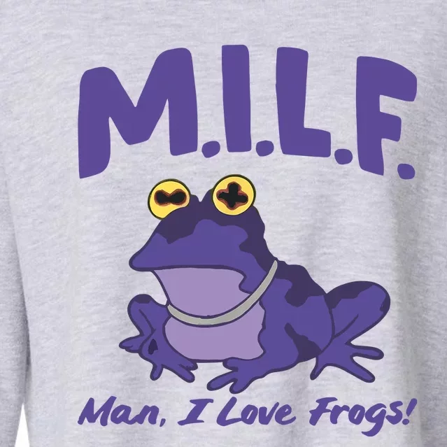 M.I.L.F Man I Love Frogs Purple Cropped Pullover Crew