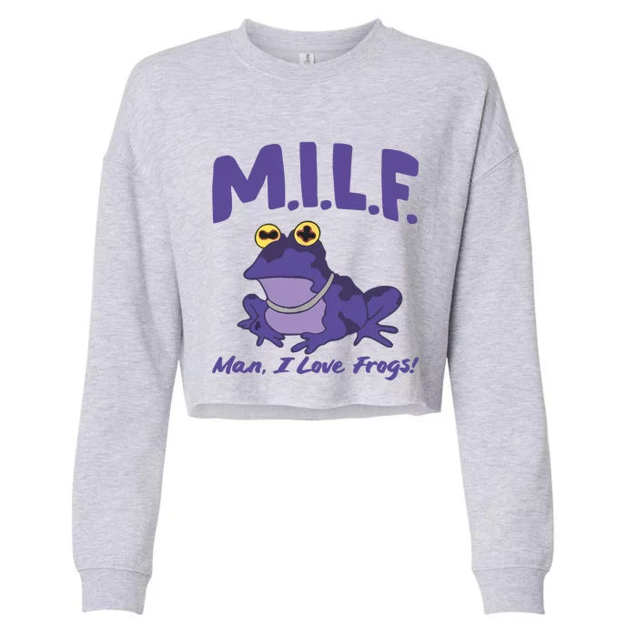 M.I.L.F Man I Love Frogs Purple Cropped Pullover Crew