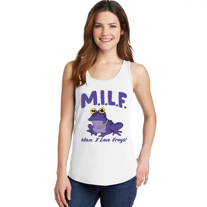 M.I.L.F Man I Love Frogs Purple Ladies Essential Tank