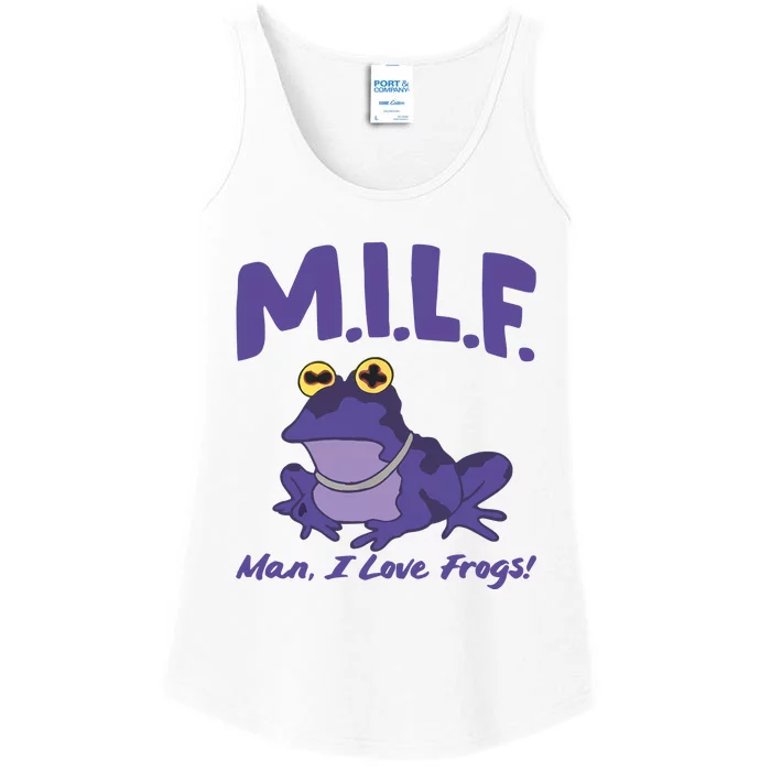 M.I.L.F Man I Love Frogs Purple Ladies Essential Tank