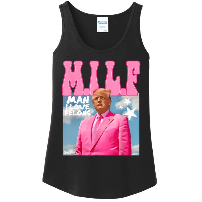 Milf Man I Love Felons Funny Trump Pink 2024 For President Ladies Essential Tank