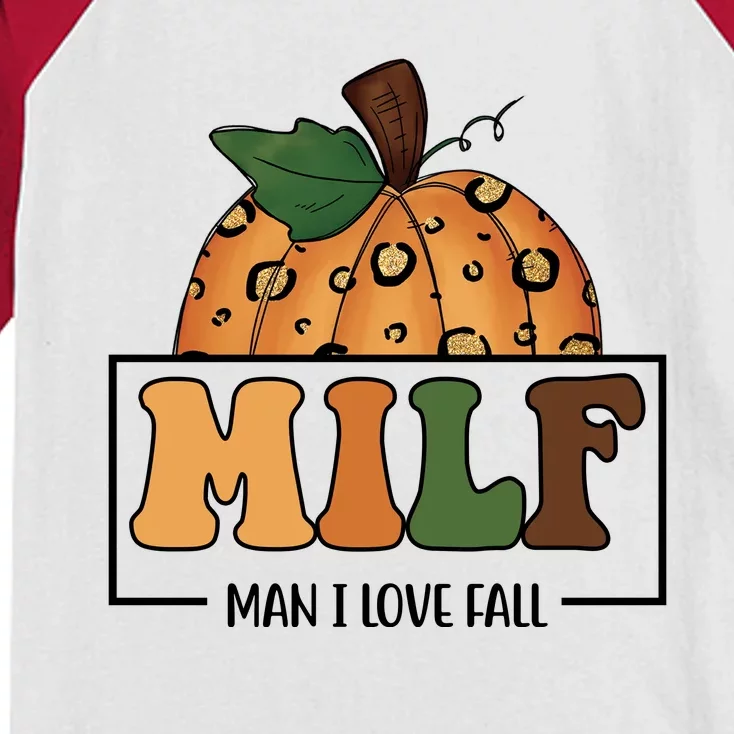 MILF Man I Love Fall Pumpkin Funny Kids Colorblock Raglan Jersey