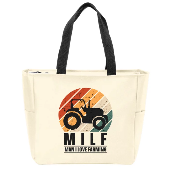 MILF Man I Love Farming Funny Farm Tractor Lover Zip Tote Bag