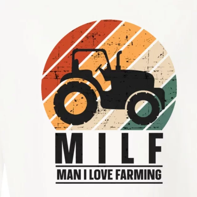 MILF Man I Love Farming Funny Farm Tractor Lover Cropped Pullover Crew