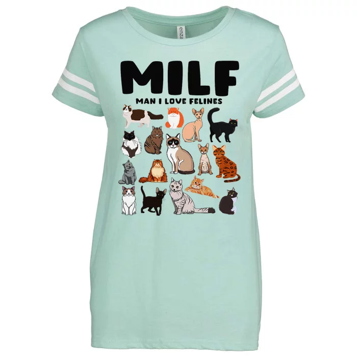 Milf Man I Love Felines Funny Cats Enza Ladies Jersey Football T-Shirt