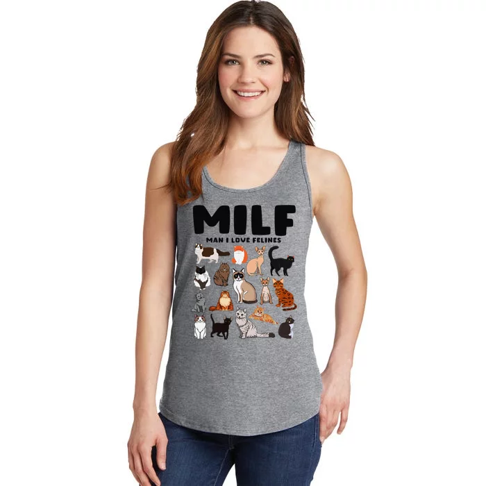 Milf Man I Love Felines Funny Cats Ladies Essential Tank