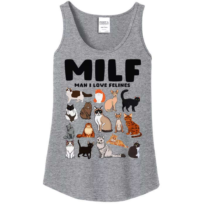 Milf Man I Love Felines Funny Cats Ladies Essential Tank