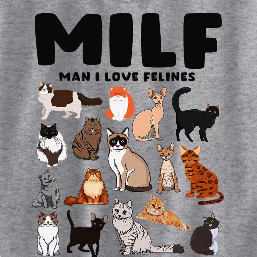 Milf Man I Love Felines Funny Cats Kids Sweatshirt