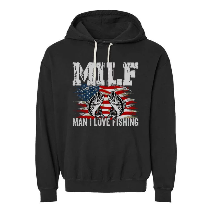 MILF Man I Love Fishing Garment-Dyed Fleece Hoodie