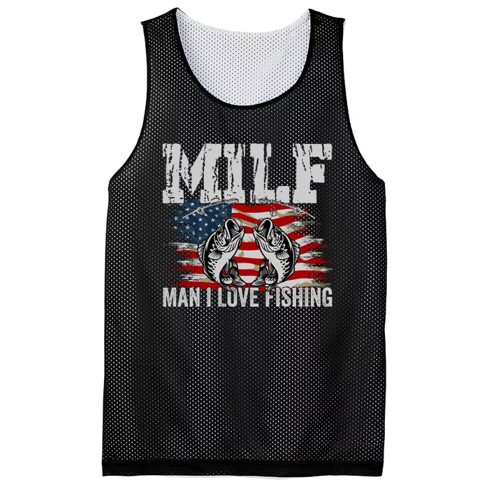 MILF Man I Love Fishing Mesh Reversible Basketball Jersey Tank