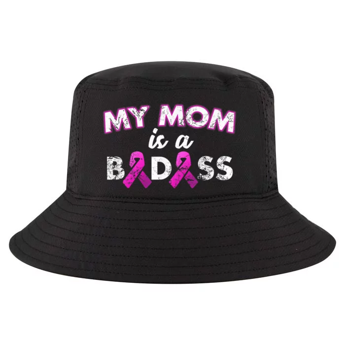 My Mom Is a Badass Breast Cancer Awareness Shirt Cool Comfort Performance Bucket Hat