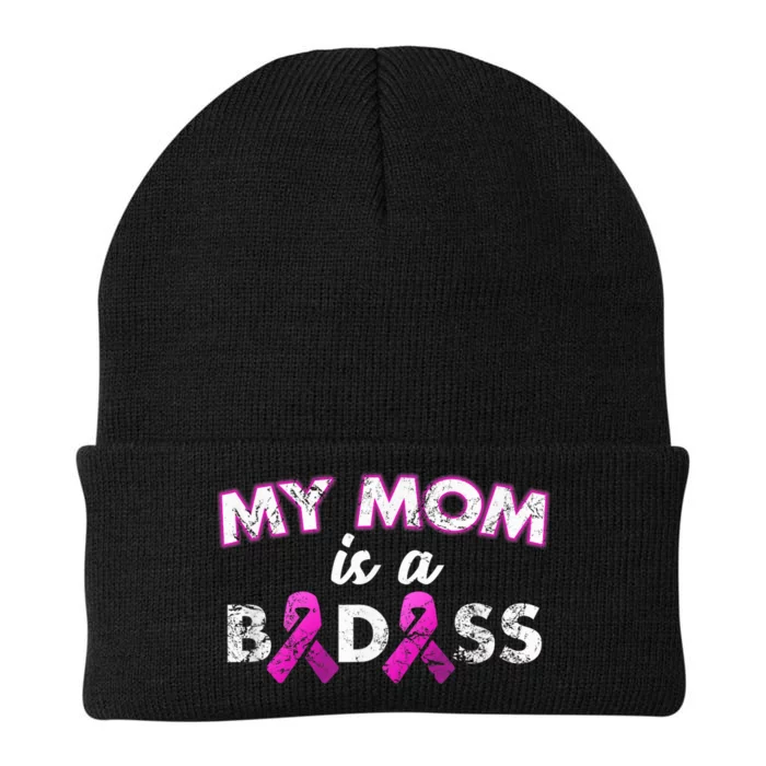 My Mom Is a Badass Breast Cancer Awareness Shirt Knit Cap Winter Beanie