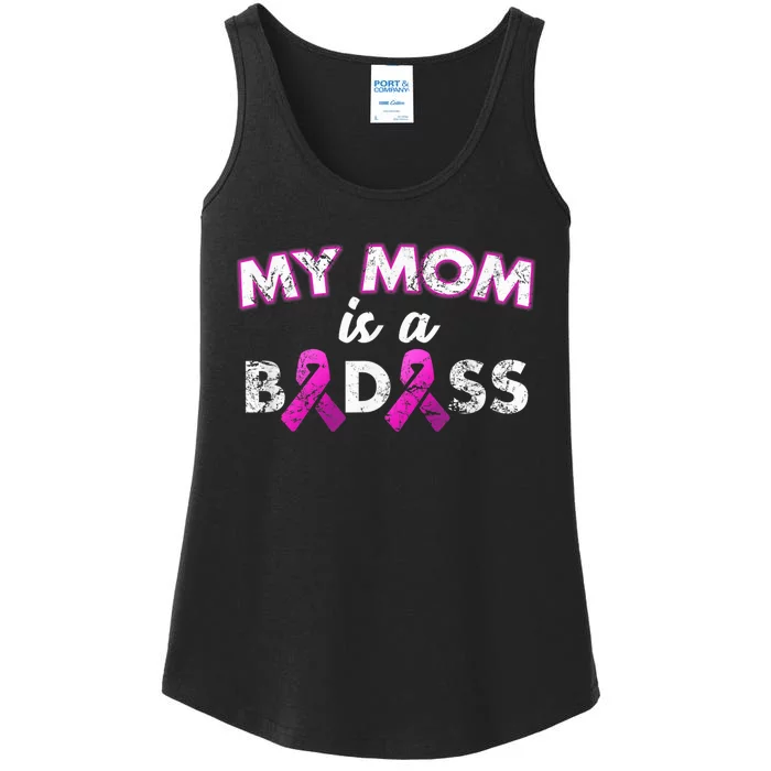 My Mom Is a Badass Breast Cancer Awareness Shirt Ladies Essential Tank