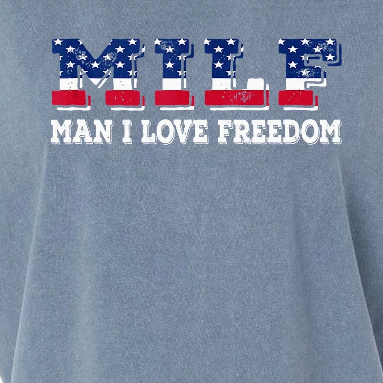 MILF Man I Love Freedom Funny Patriotic Garment-Dyed Women's Muscle Tee