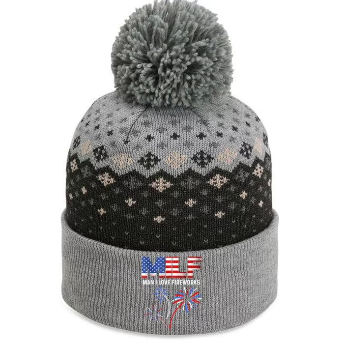 MILF Man I Love Fireworks Funny American Patriotic July 4th The Baniff Cuffed Pom Beanie