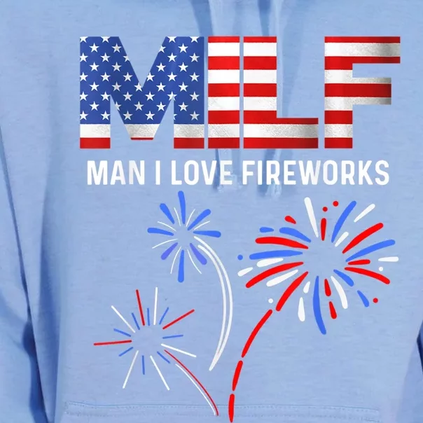 MILF Man I Love Fireworks Funny American Patriotic July 4th Unisex Surf Hoodie