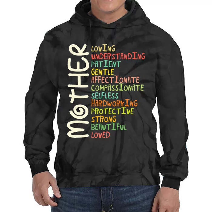 Mother Meaning I Love Mom Tie Dye Hoodie