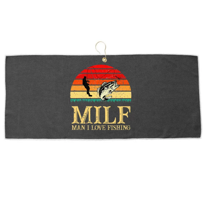 MILF Man I Love Fishing Funny Fishing Fishermen Fishing Large Microfiber Waffle Golf Towel