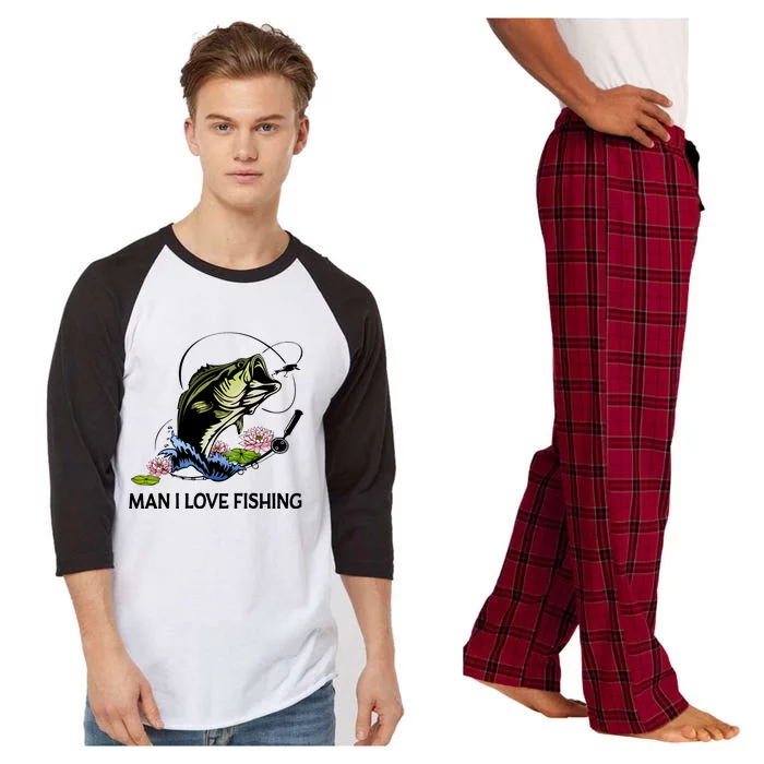 MILF Man I Love Fishing Funny Fishing Design Raglan Sleeve Pajama Set