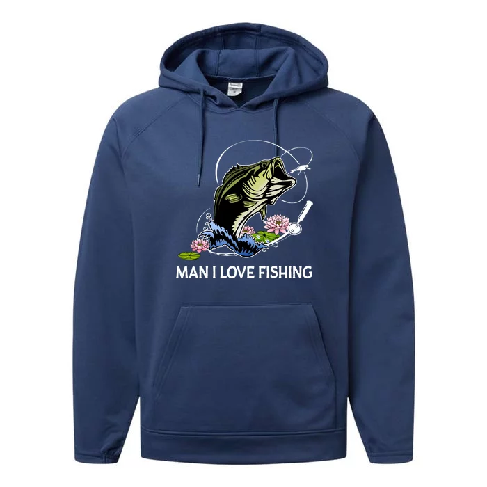 MILF Man I Love Fishing Funny Fishing Design Performance Fleece Hoodie