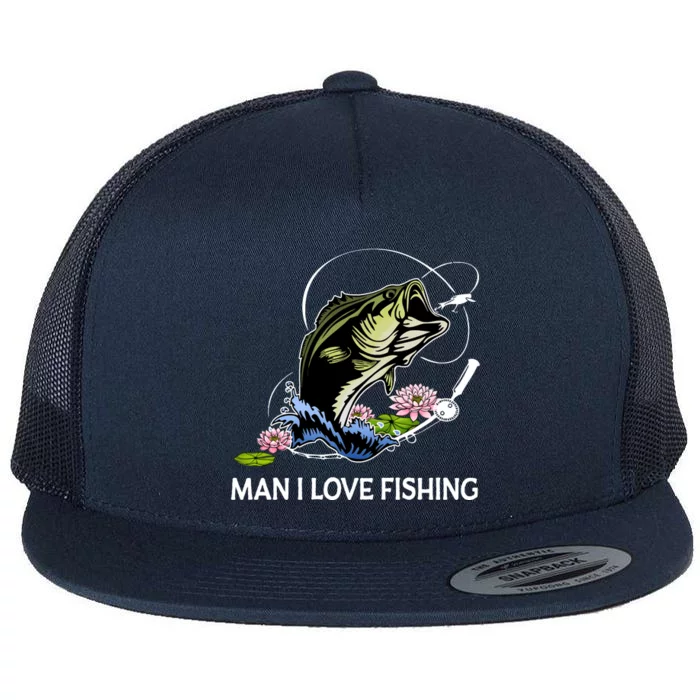 Milf Man I Love Fishing Funny Fishing Design Flat Bill Trucker Hat