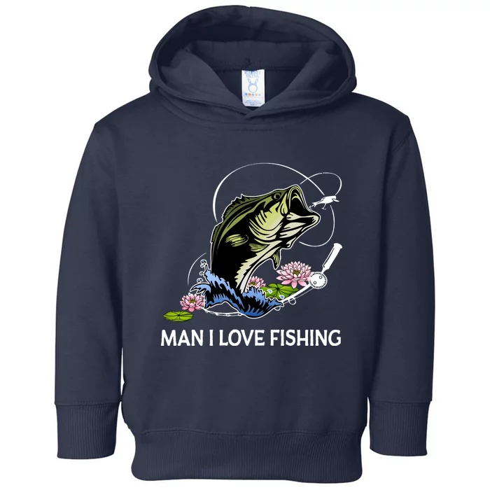 Milf Man I Love Fishing Funny Fishing Design Toddler Hoodie
