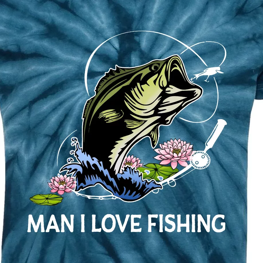 MILF Man I Love Fishing Funny Fishing Design Kids Tie-Dye T-Shirt