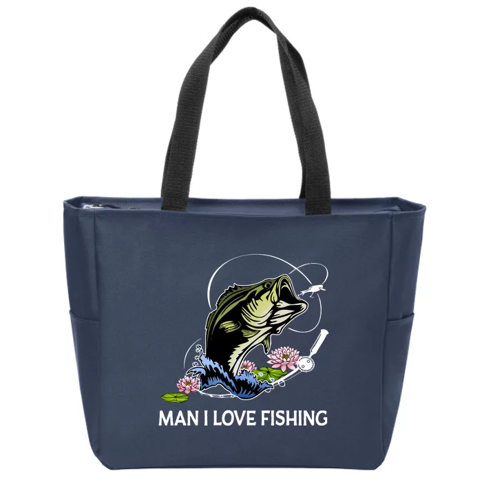 MILF Man I Love Fishing Funny Fishing Design Zip Tote Bag