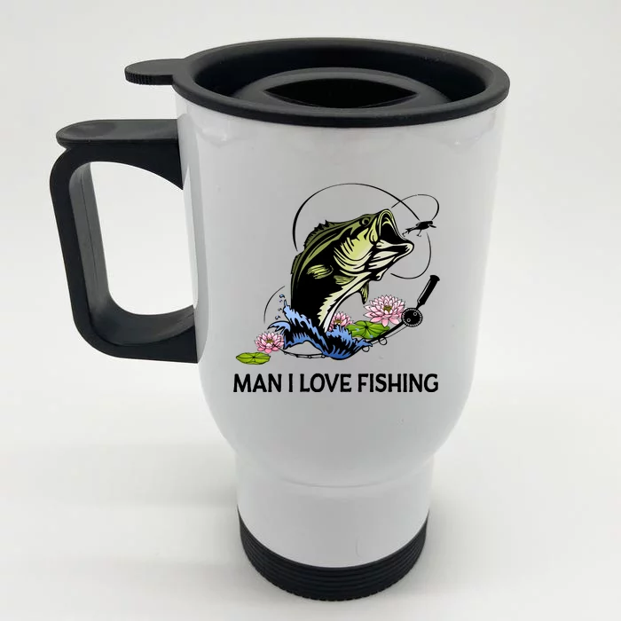 MILF Man I Love Fishing Funny Fishing Design Front & Back Stainless Steel Travel Mug