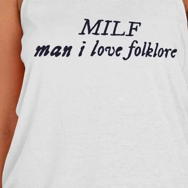 Milf Man I Love Folklore Women's Knotted Racerback Tank