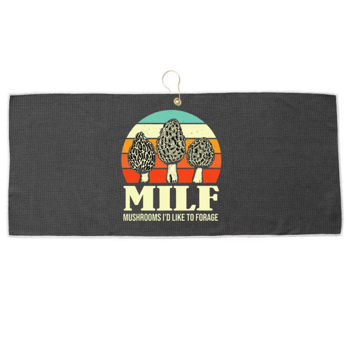 Milf Mushrooms ID Like To Forage Funny Mushroom Lover Gift Large Microfiber Waffle Golf Towel