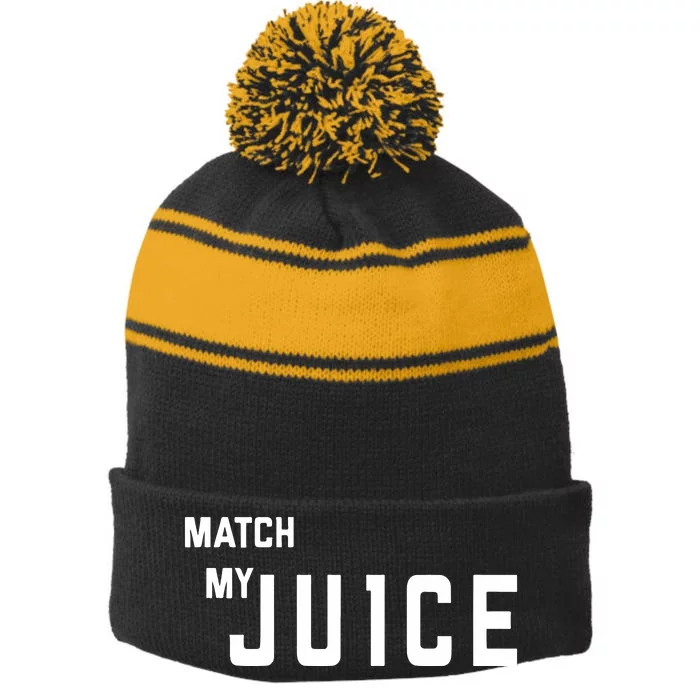 Match My Ju1ce Stripe Pom Pom Beanie