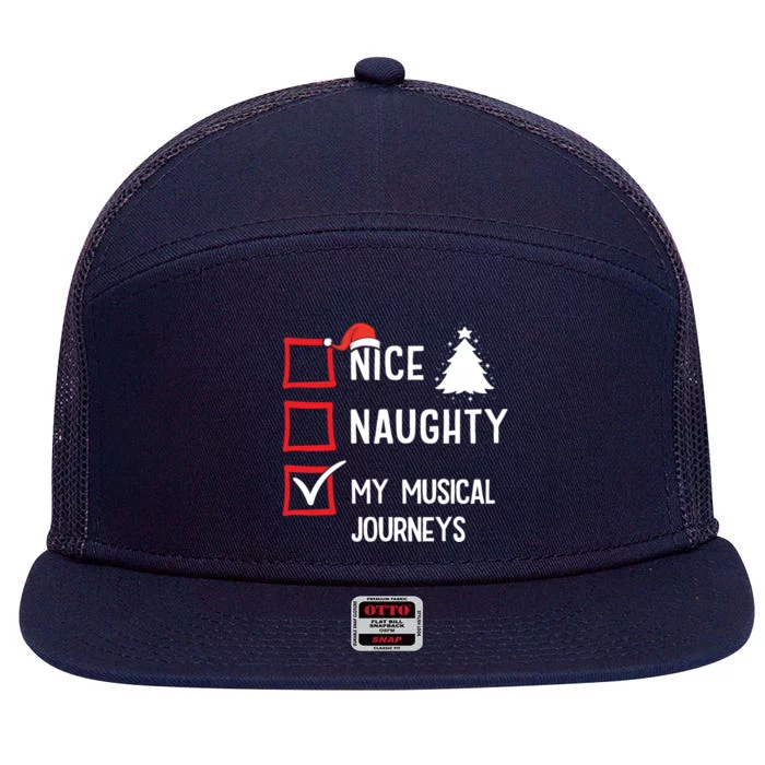 My Musical Journeys Nice Naughty Christmas Musician Artist Gift 7 Panel Mesh Trucker Snapback Hat