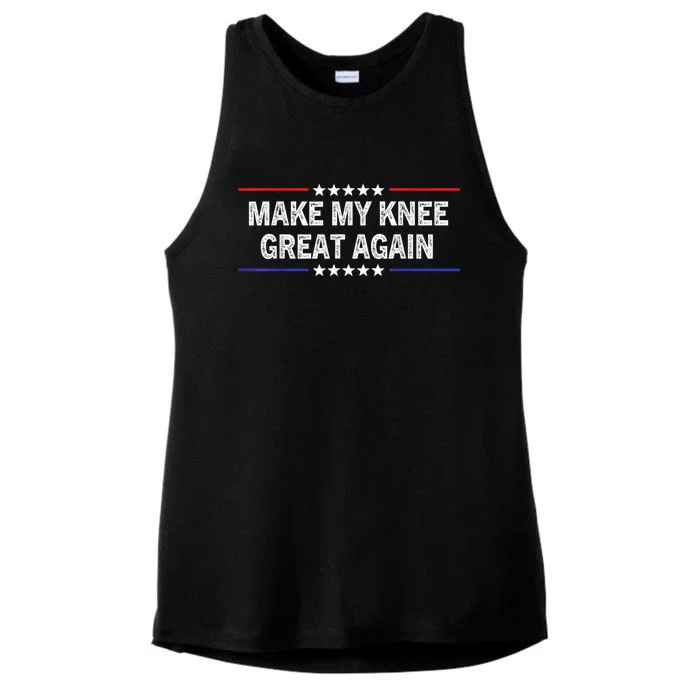 Make My Knee Great Again Funny Surgery Injury Recovery Ladies Tri-Blend Wicking Tank