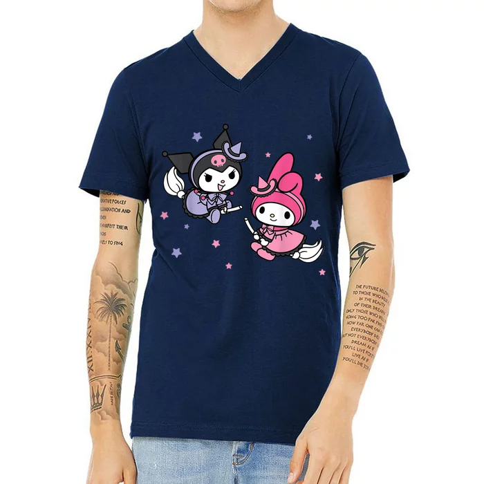 My Melody Kuromi Little Witches Halloween V-Neck T-Shirt