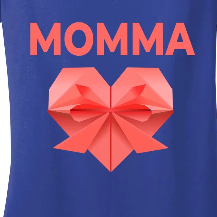 Momma Mom Love Mommy Heart Thank You Mother's Day Gift Women's V-Neck T-Shirt