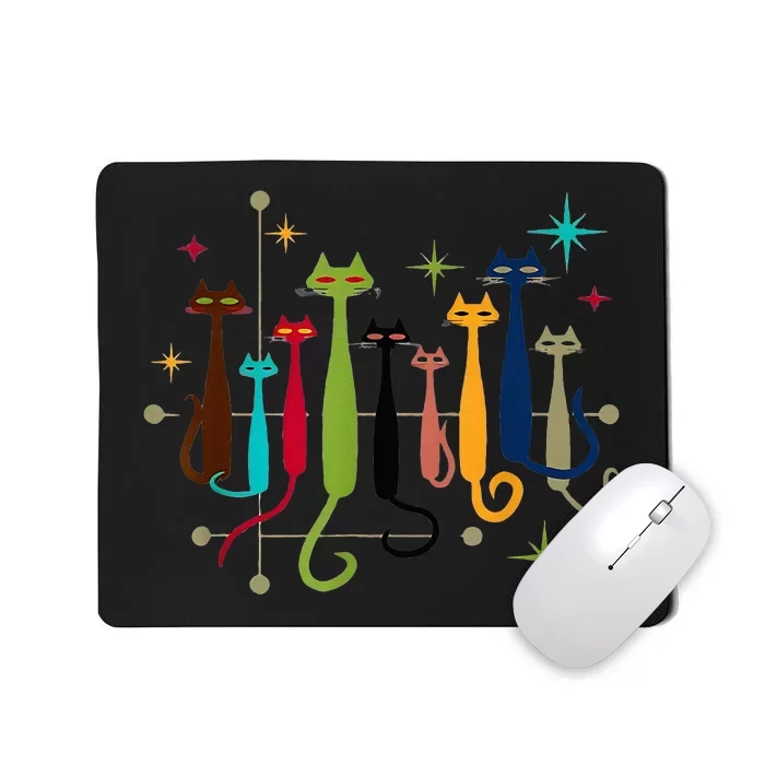 Midcentury Modern Look Cat Funny 50s 60s Retro Vintage Mousepad