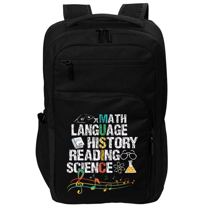 Music Math Language History Reading Science Impact Tech Backpack